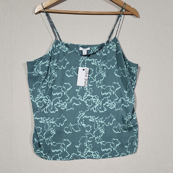 Nine West NWT Camisole Lightweight Adjustable Strap‎ Women XL Green Tones - Picture 1 of 11